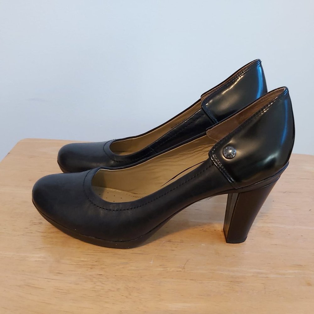 Black leather shoes